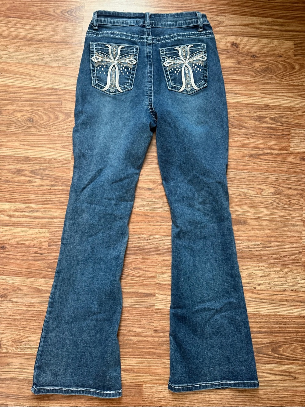 Love Soho rhinestone pocket flare jeans